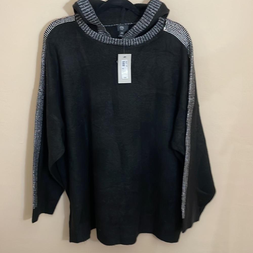 Asos Curve River Island plus hoodie sweater rhinestone detail in black 14/16 - Picture 5 of 11
